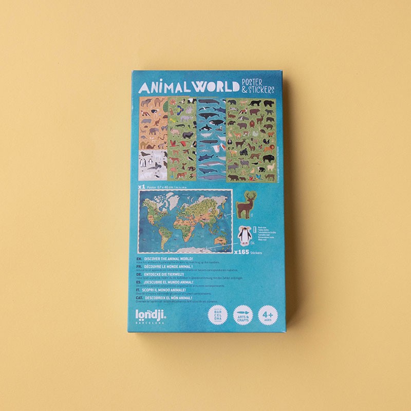 Londji Poster Mondo degli Animali con Adesivi - Apple Pie
