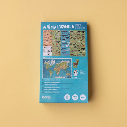 Londji Poster Mondo degli Animali con Adesivi - Apple Pie