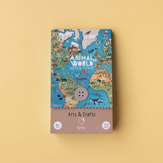 Londji Poster Mondo degli Animali con Adesivi - Apple Pie