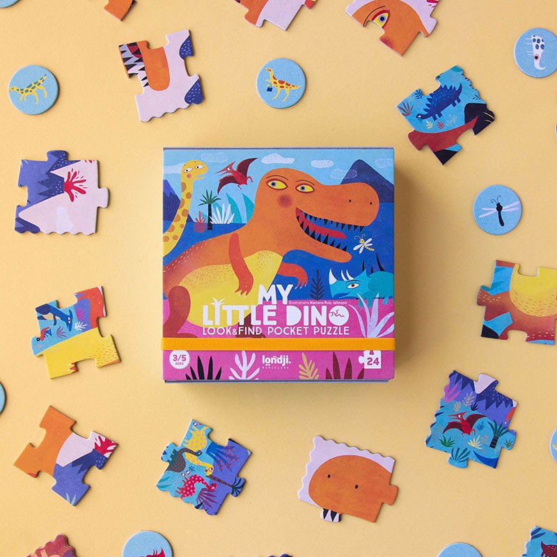 Londji Puzzle Tascabile My Little Dino – 24 Pezzi | Look & Find