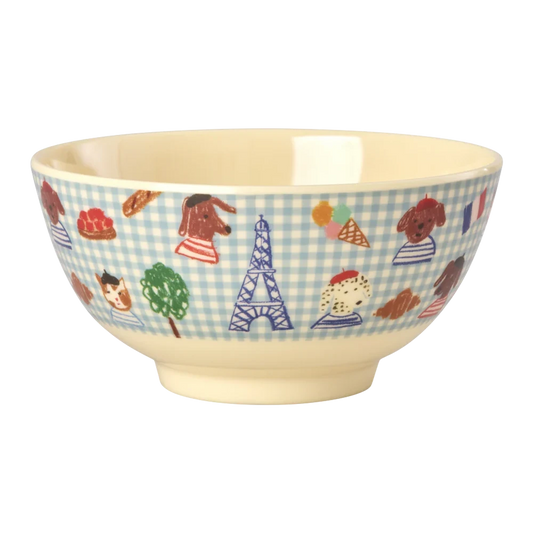 RICE -Ciotola Medium " Kids in Paris"  in Melamina 700 ml – Blu tenue