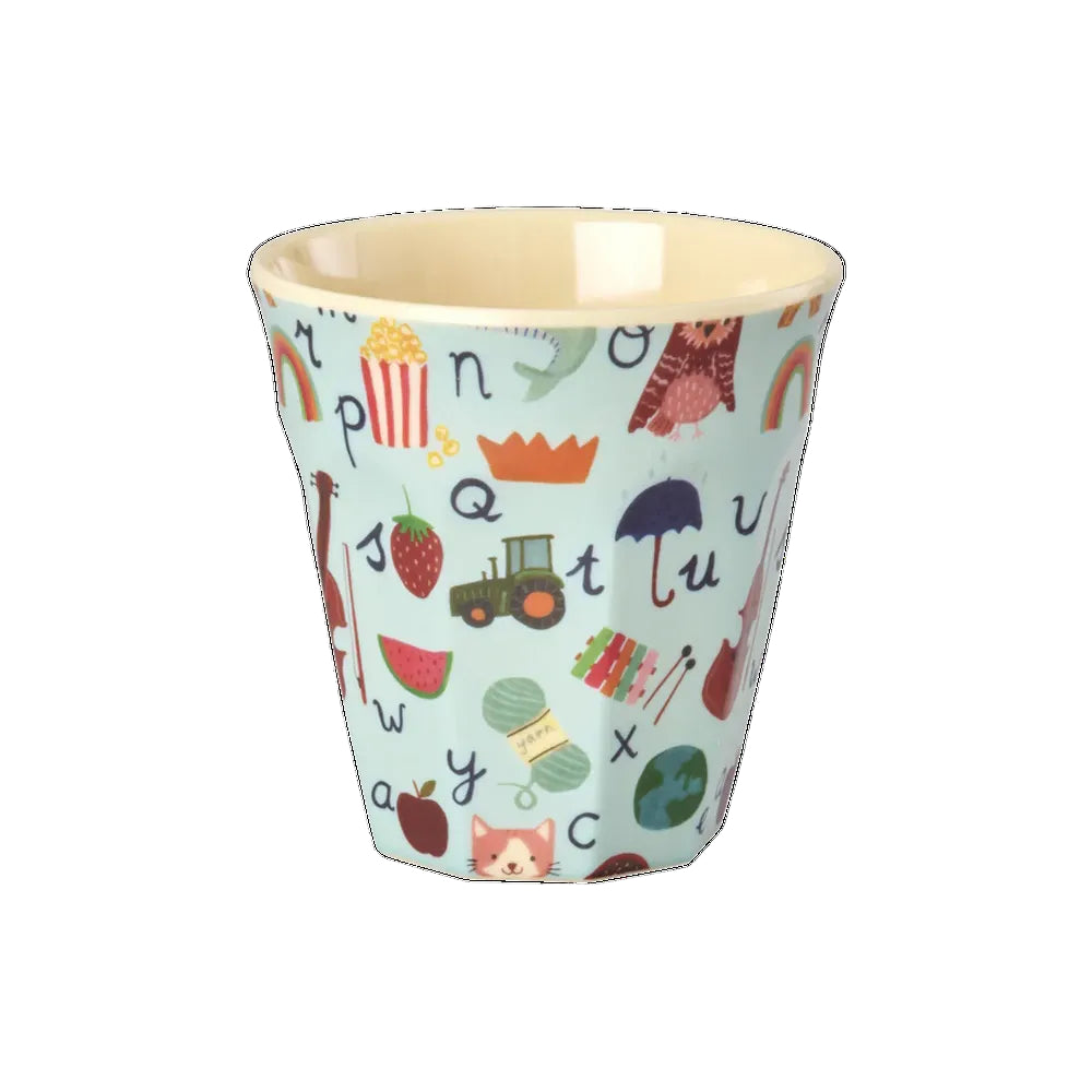 RICE Bicchiere Bambini in Melamina "ABC Blue"  250 ml