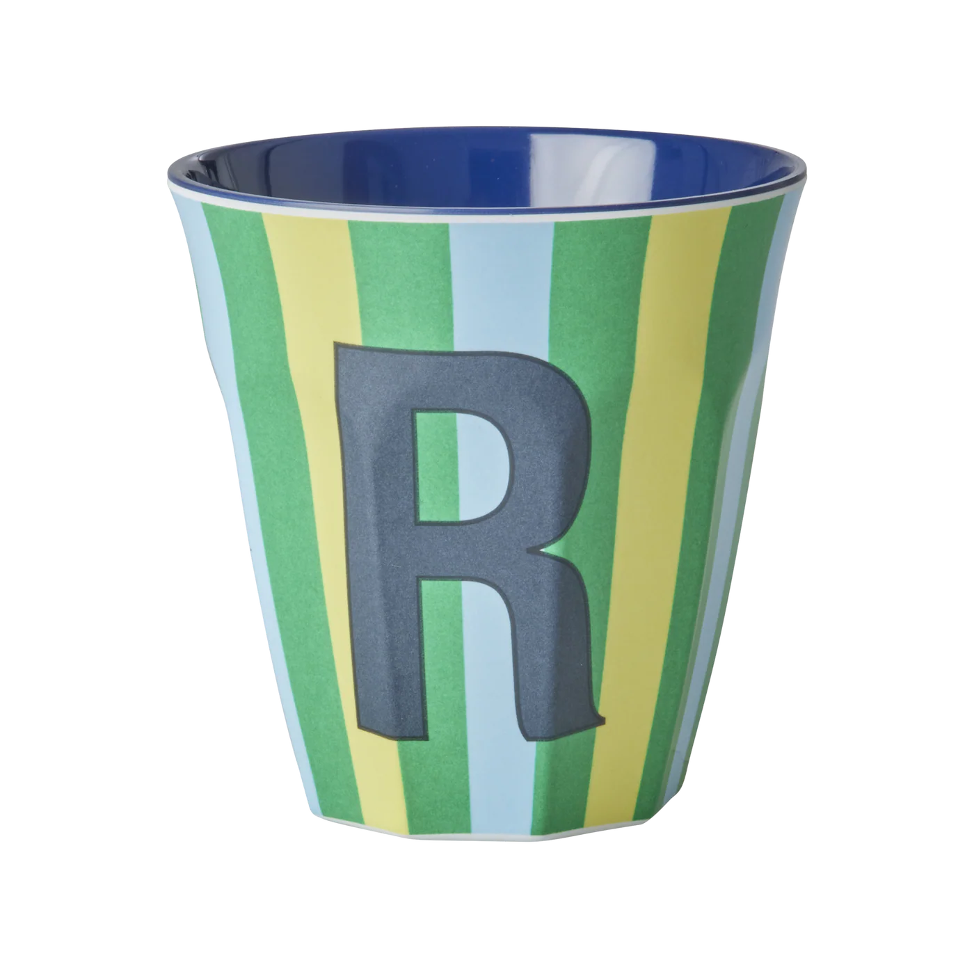 RICE Denmark | Tazza Media Lettera R – Multicolor a Righe – Melamina Alphabet Collection