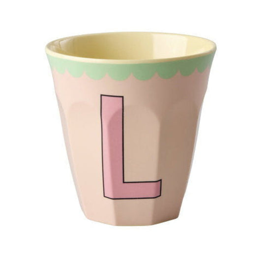 RICE Tazza in Melamina Lettera L – Rosa Vintage