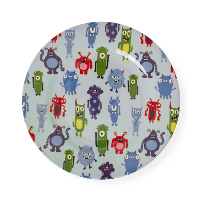Piatto in melamina RICE con decorazione mostri colorati per bambini