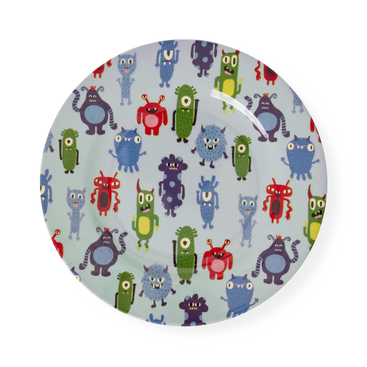 Piatto in melamina RICE con decorazione mostri colorati per bambini