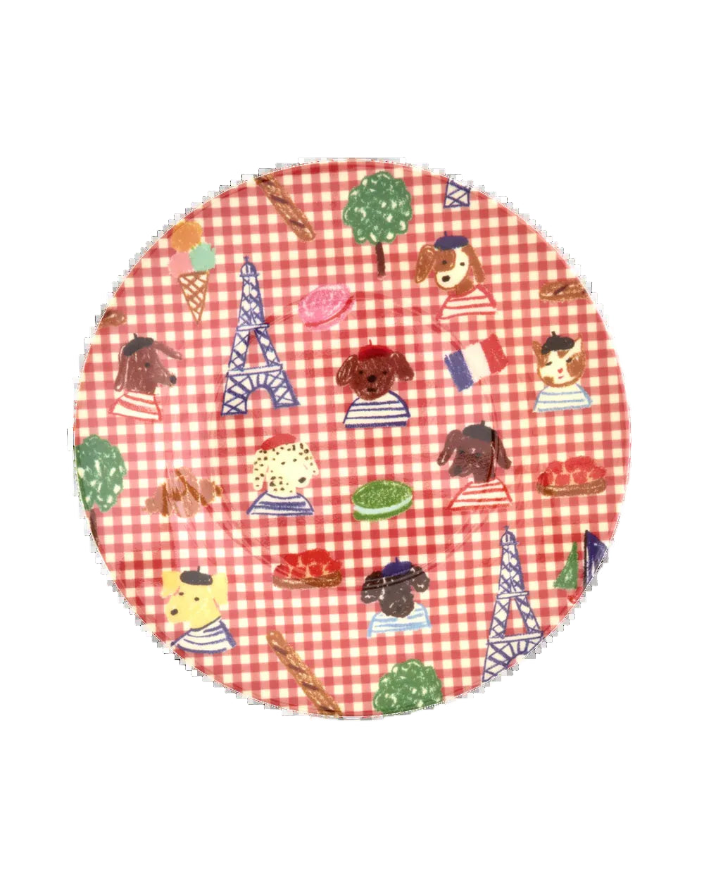 RICE Piatto Fondo in Melamina "Kids in Paris" Rosso- IN ARRIVO
