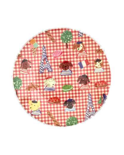 RICE Piatto Fondo in Melamina "Kids in Paris" Rosso- IN ARRIVO