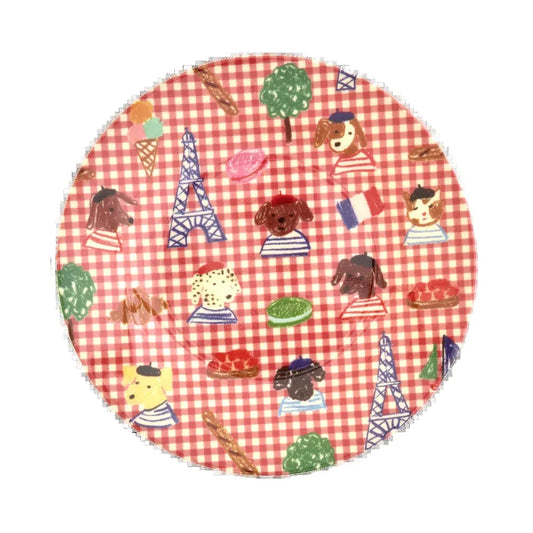 RICE Piatto in Melamina "Kids in Paris" Rosso