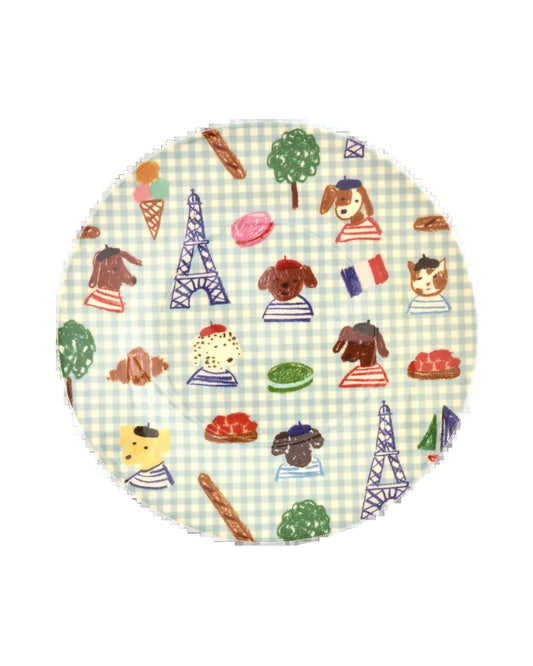 RICE Piatto Fondo in Melamina "Kids in Paris" Blu