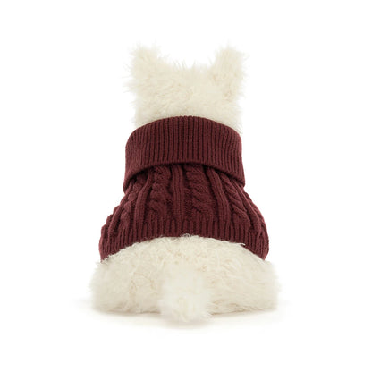 Jellycat Munro Scottie Dog Winter Jumper – Cane Peluche 25 cm IN ARRIVO
