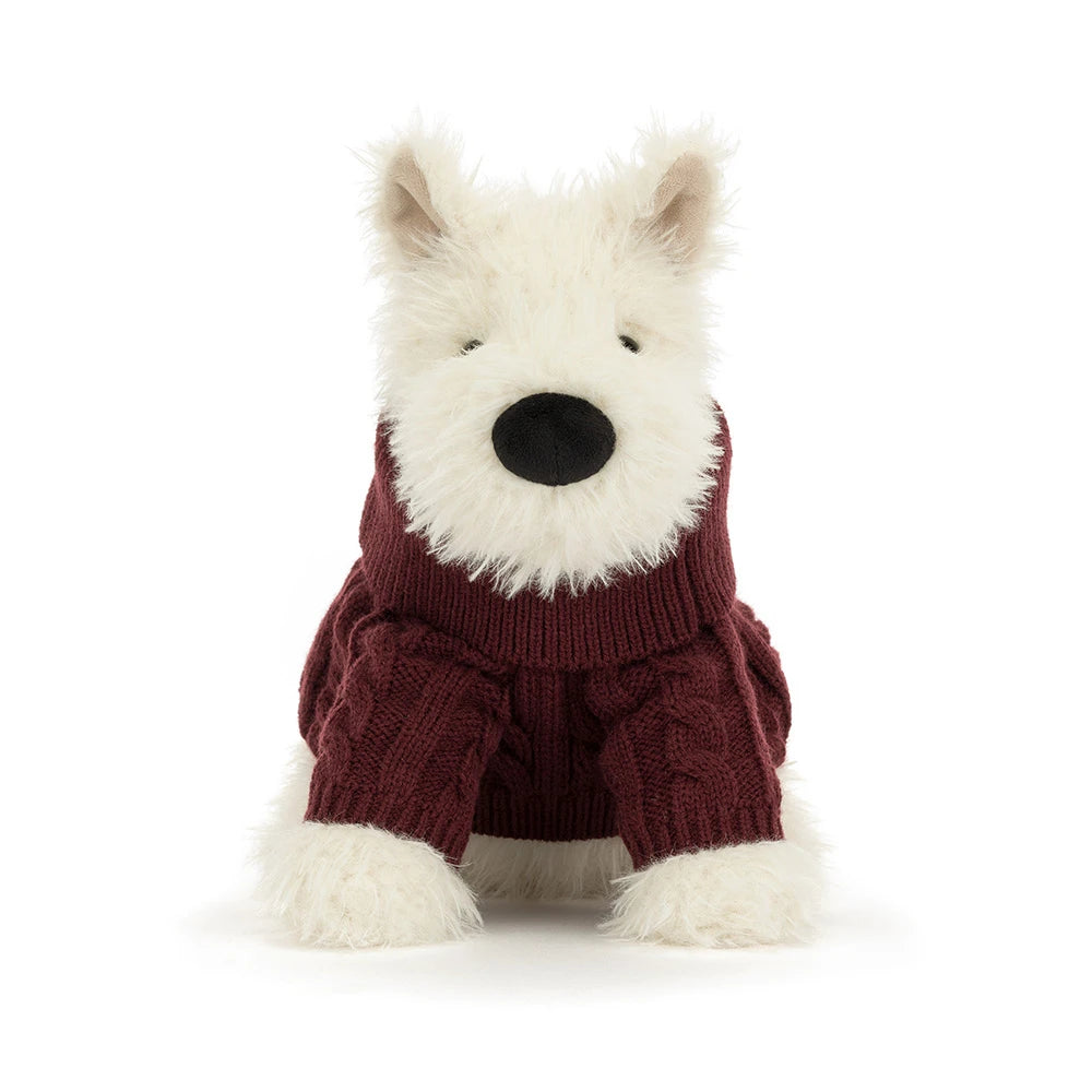 Jellycat Munro Scottie Dog Winter Jumper – Cane Peluche 25 cm IN ARRIVO