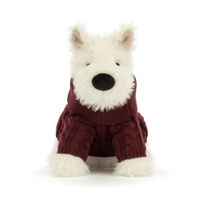 Jellycat Munro Scottie Dog Winter Jumper – Cane Peluche 25 cm IN ARRIVO