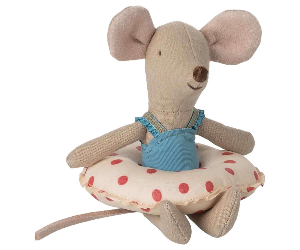 Maileg Beach Mice, Topo Sorellina con con Salvagente Pois Rossi - Apple Pie