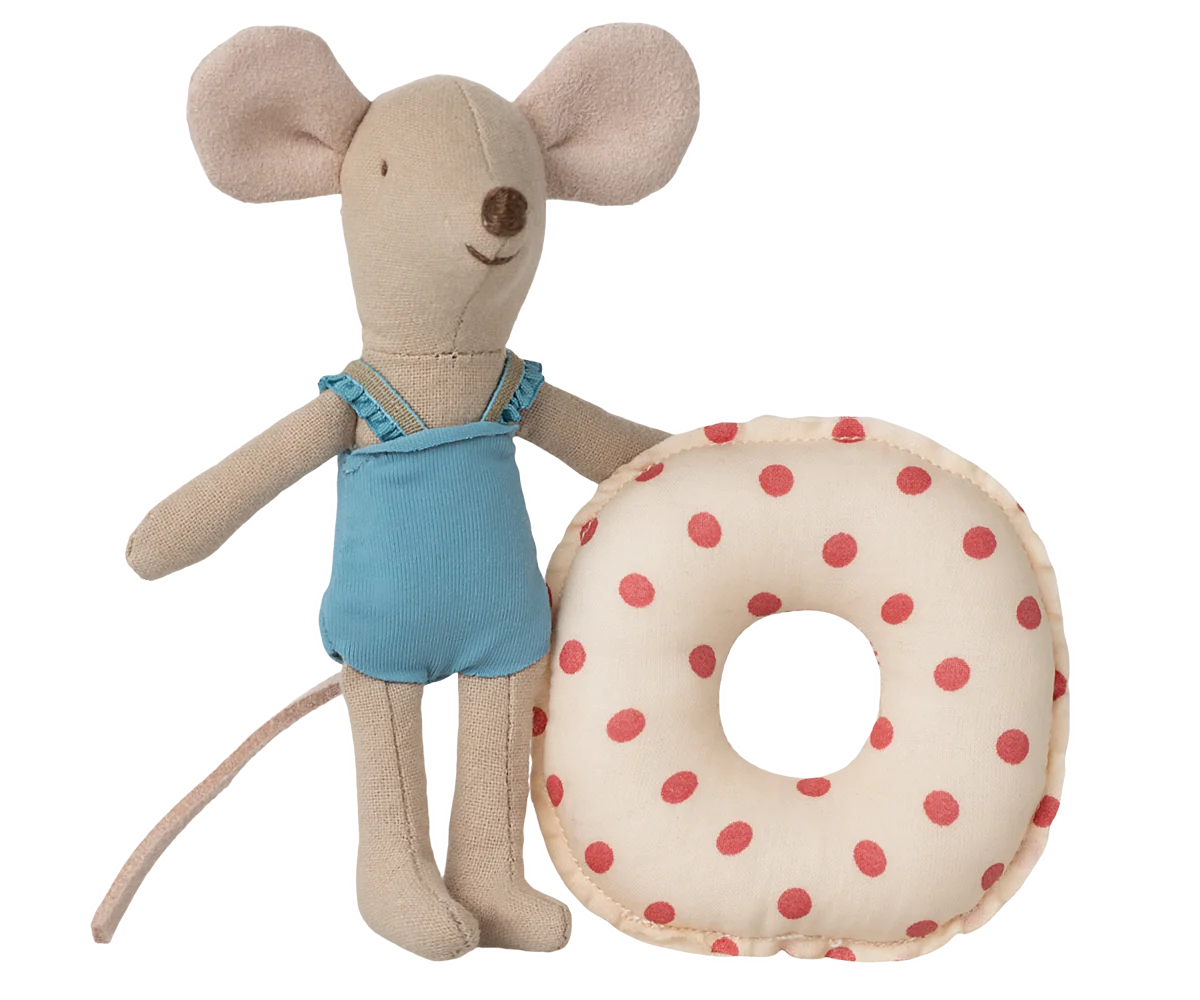 Maileg Beach Mice, Topo Sorellina con con Salvagente Pois Rossi - Apple Pie