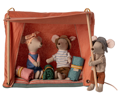 Maileg Tenda da Campeggio per Topolini Happy Camper - arancione - Apple Pie