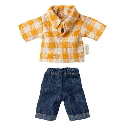 Maileg Topo Papà Camicia a Quadri Giallo - Apple Pie