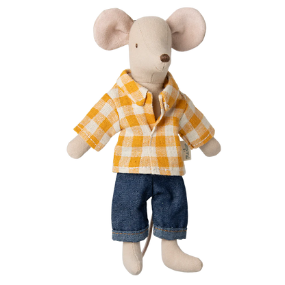 Maileg Topo Papà Camicia a Quadri Giallo - Apple Pie