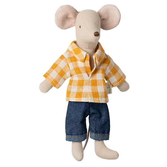 Maileg Topo Papà Camicia a Quadri Giallo - Apple Pie