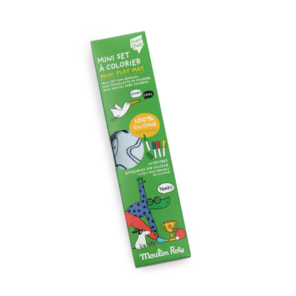 Moulin Roty – Mini Set in Silicone da Colorare con 4 Pennarelli – Collezione Les Loufoques