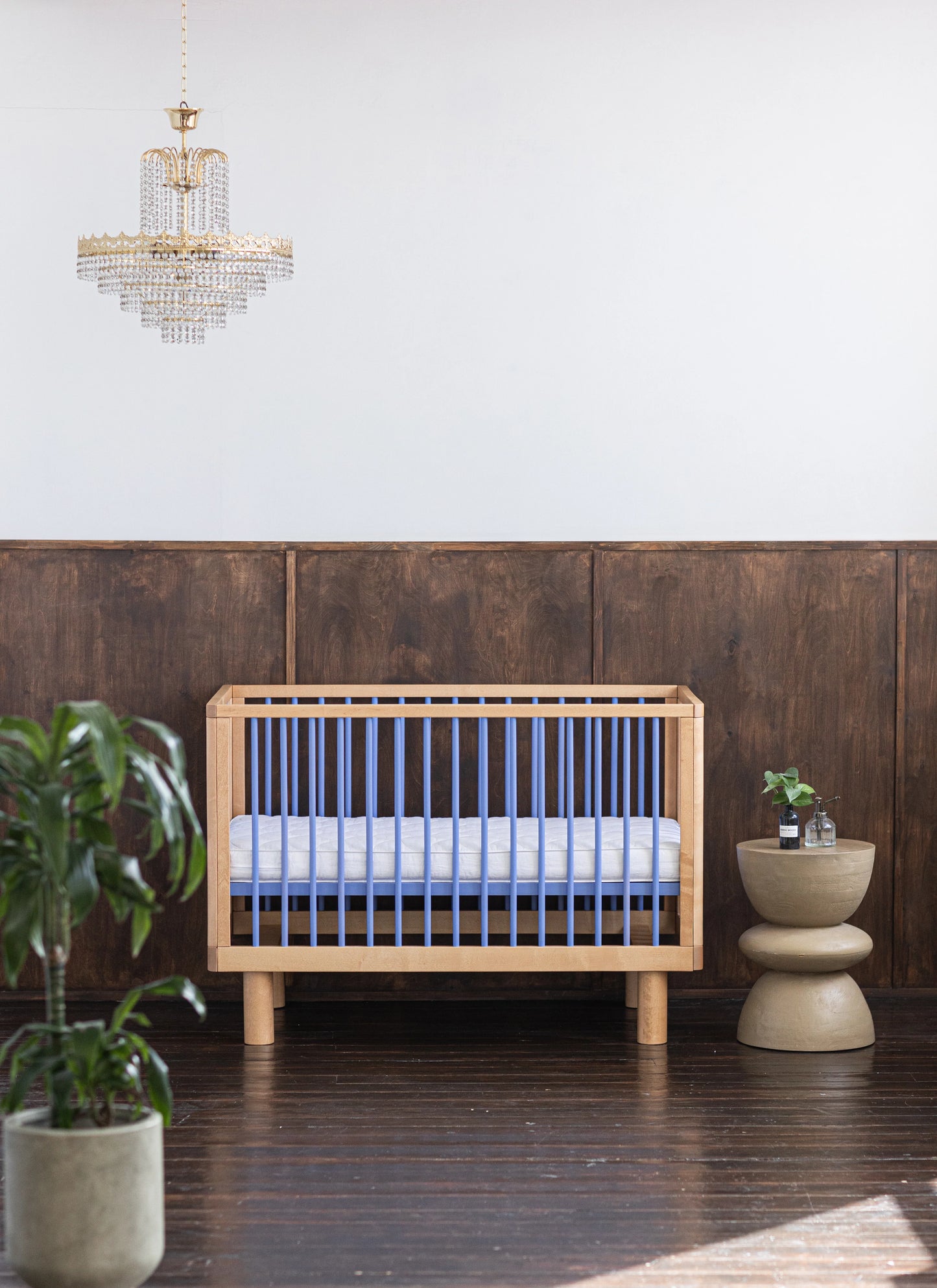 Karl & Fric NOX Cot Natural Wood & Blue – Lettino Evolutivo in Legno Massiccio di Betulla con Kit Junior Incluso
