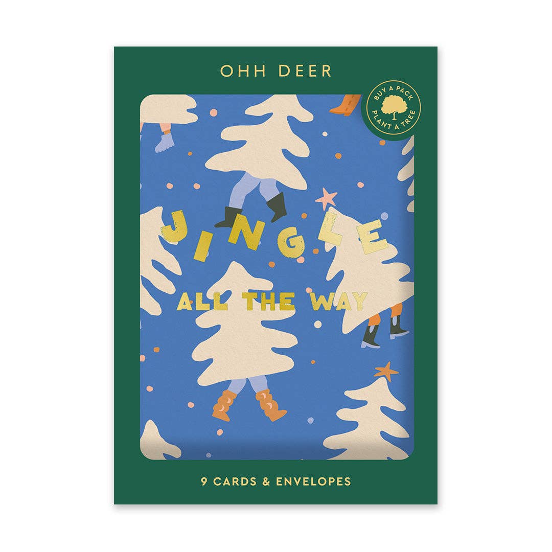 Ohh Deer  Biglietto di Auguri - Dancing Tree Christmas Card Set - Set da 3 biglietti - Apple Pie