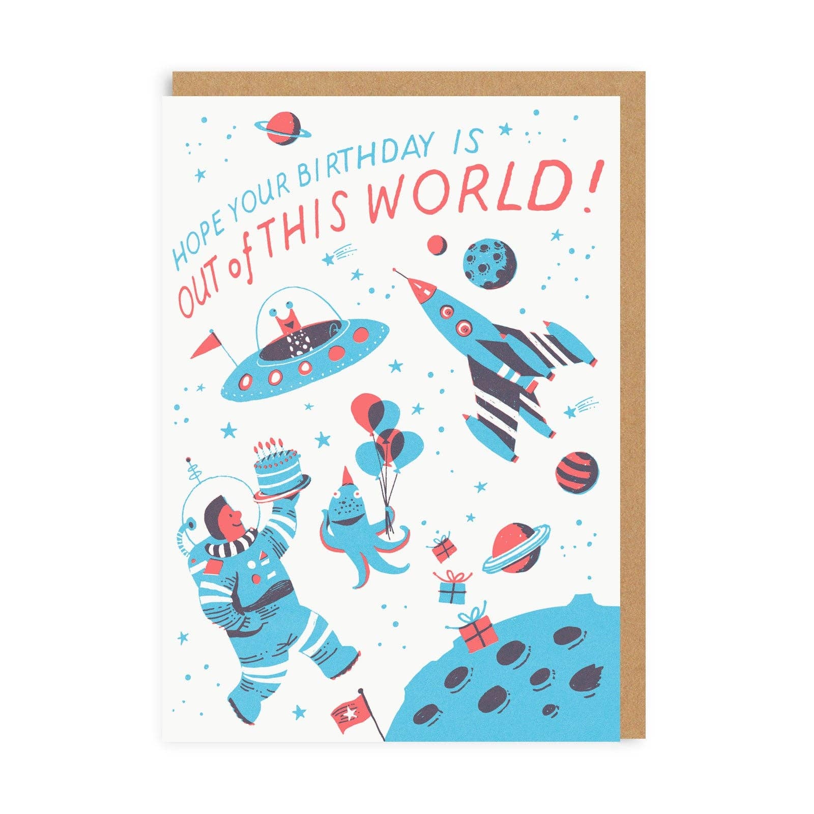 Ohh Deer  Biglietto di Auguri - Space Birthday Hello! Lucky Greeting Card - Apple Pie