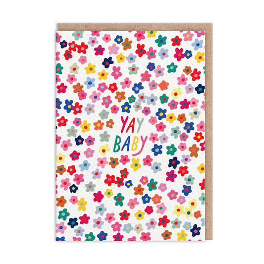 Ohh Deer  Biglietto di Auguri - Yay Baby Flowers New Baby Card - Apple Pie
