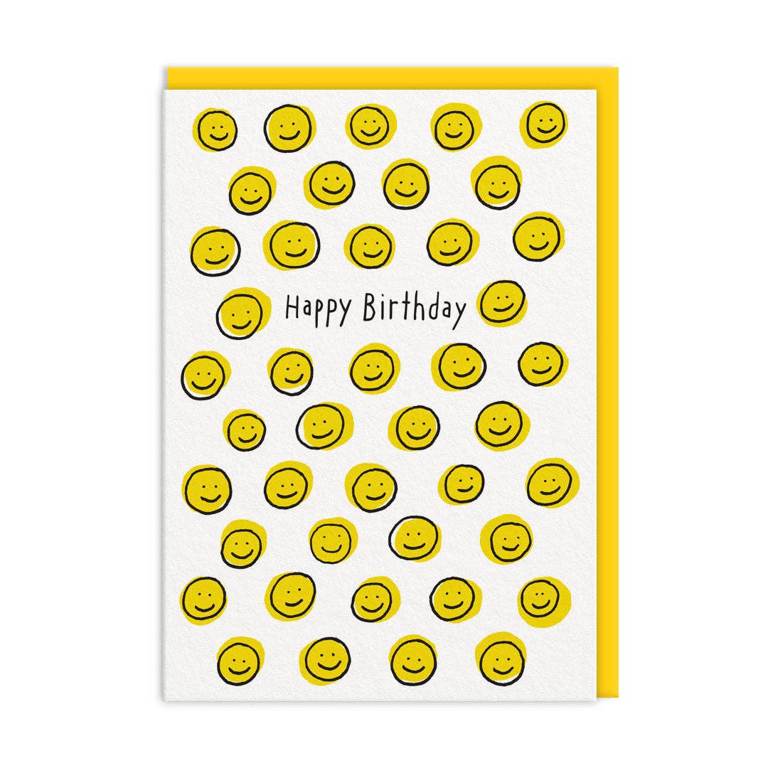 Ohh Deer  Biglietto di Auguri - Yellow Smiley Happy Birthday Card - Apple Pie