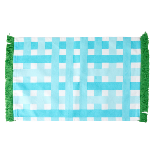 Tovaglietta americana in cotone RICE nei toni azzurro e verde
