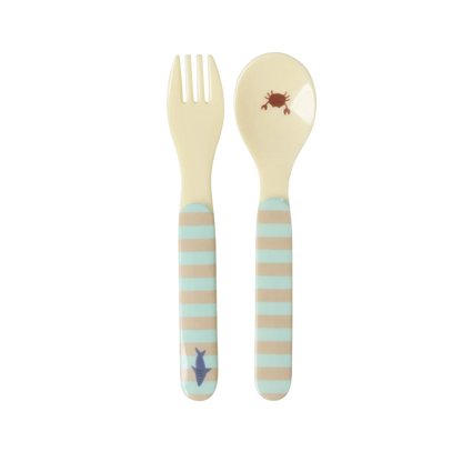 RICE Denmark Set Posatine Baby Blue Ocean – Cucchiaino e Forchetta in Melamina | Apple Pie Milano
