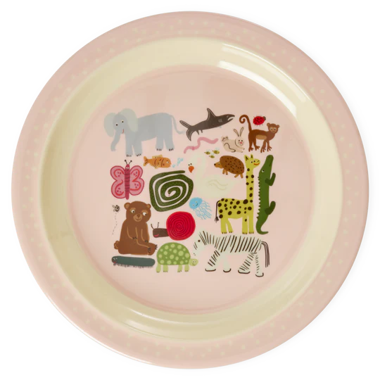 RICE Piatto piano in Melamina Wildlife Pink - Apple Pie