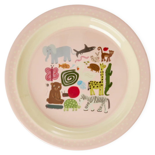 RICE Piatto piano in Melamina Wildlife Pink - Apple Pie