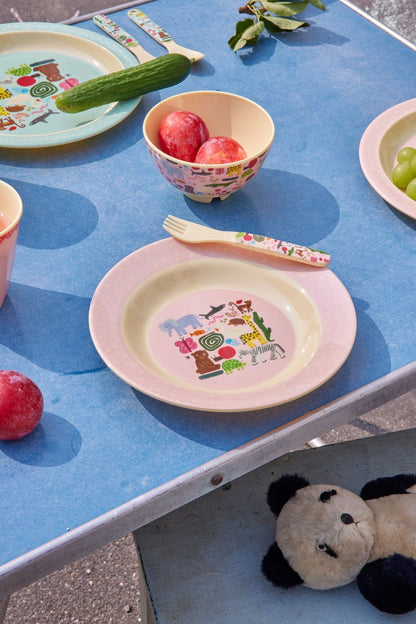 RICE Piatto piano in Melamina Wildlife Pink - Apple Pie