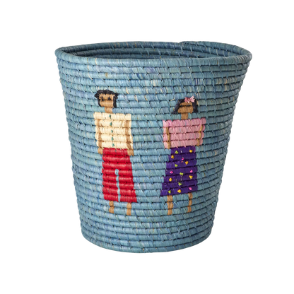 RICE Cesto Contenitore Tondo - People Azzurro - Apple Pie