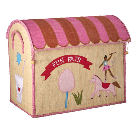 Rice Cesto Giochi in Rafia – Large – Pink Fun Fair - Apple Pie