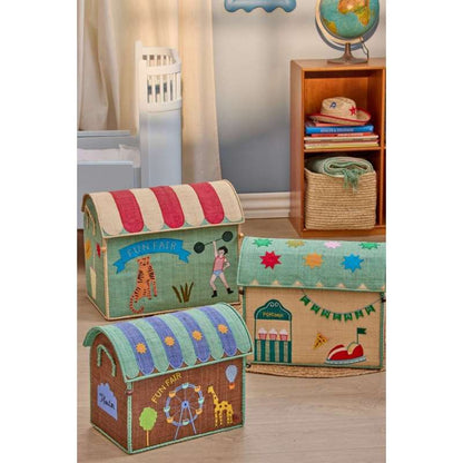 Rice Cesto Giochi in Rafia – Large – Blue Fun Fair - Apple Pie