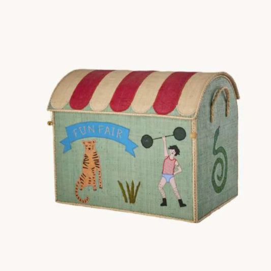 Rice Cesto Giochi in Rafia – Large – Blue Fun Fair - Apple Pie