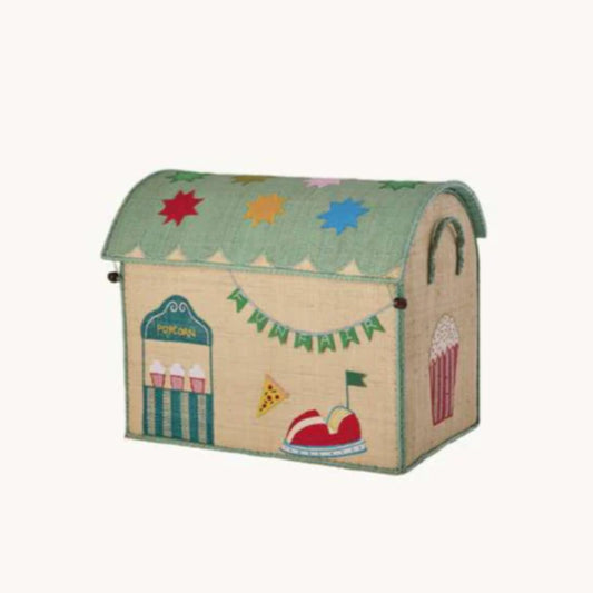 Rice Cesto Giochi in Rafia – Medium – Blue Fun Fair - Apple Pie