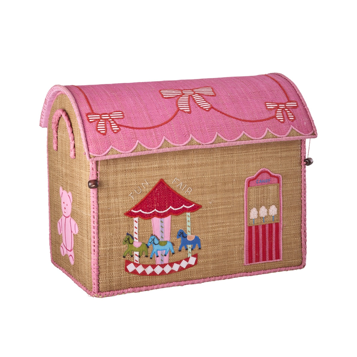 Rice Cesto Giochi in Rafia – Medium – Pink Fun Fair - Apple Pie