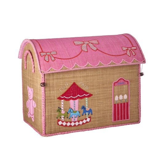 Rice Cesto Giochi in Rafia – Medium – Pink Fun Fair - Apple Pie