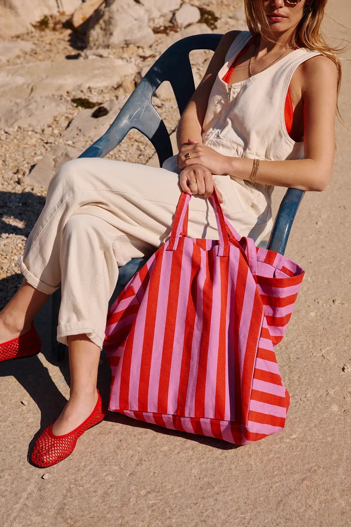 Rose in April Borsa Tote - Righe Orchid/Tomato - Apple Pie