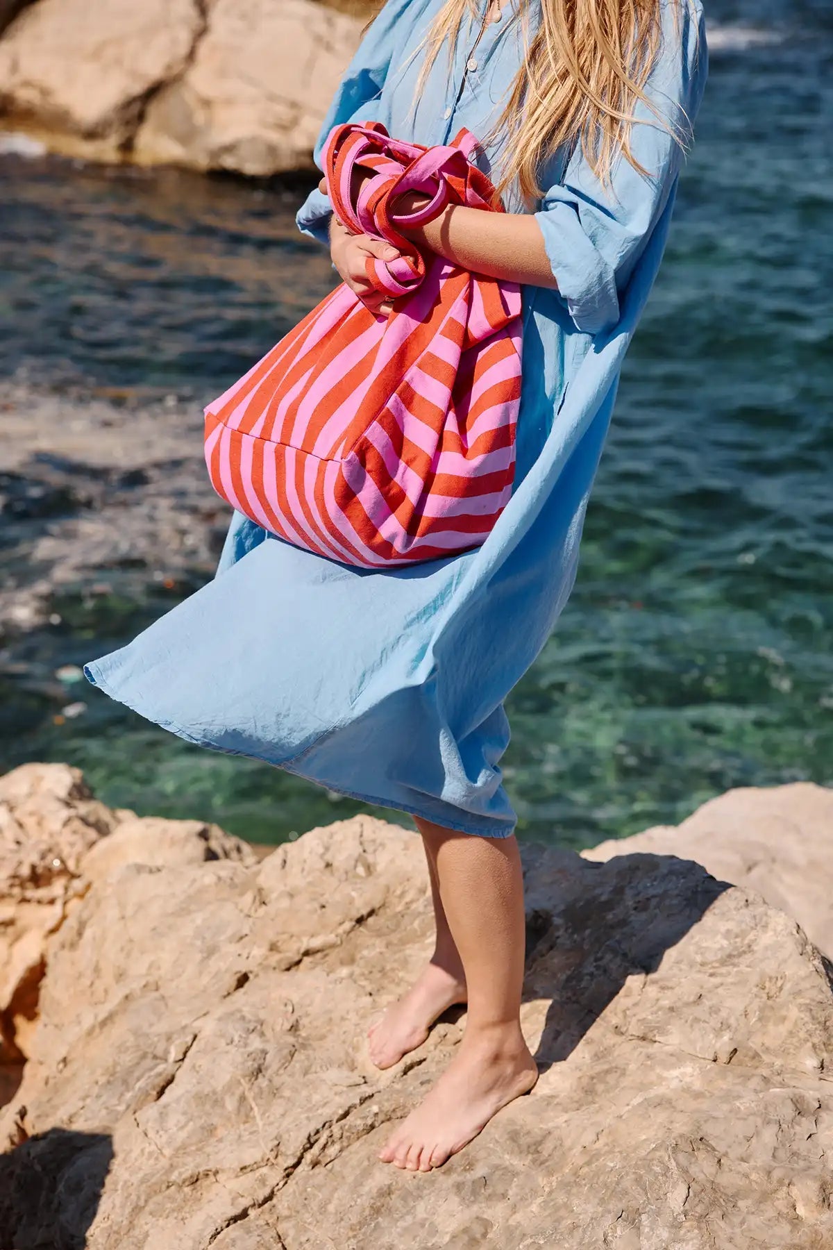Rose in April Borsa Tote - Righe Orchid/Tomato - Apple Pie