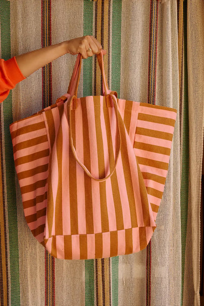 Rose in April Borsa Tote - Righe Caramel/Strawberry - Apple Pie