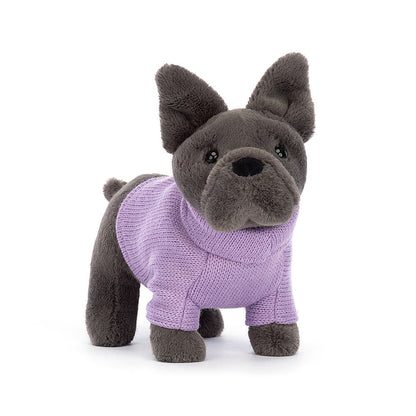 Peluche Zippy Bulldog francese con maglione viola - Apple Pie