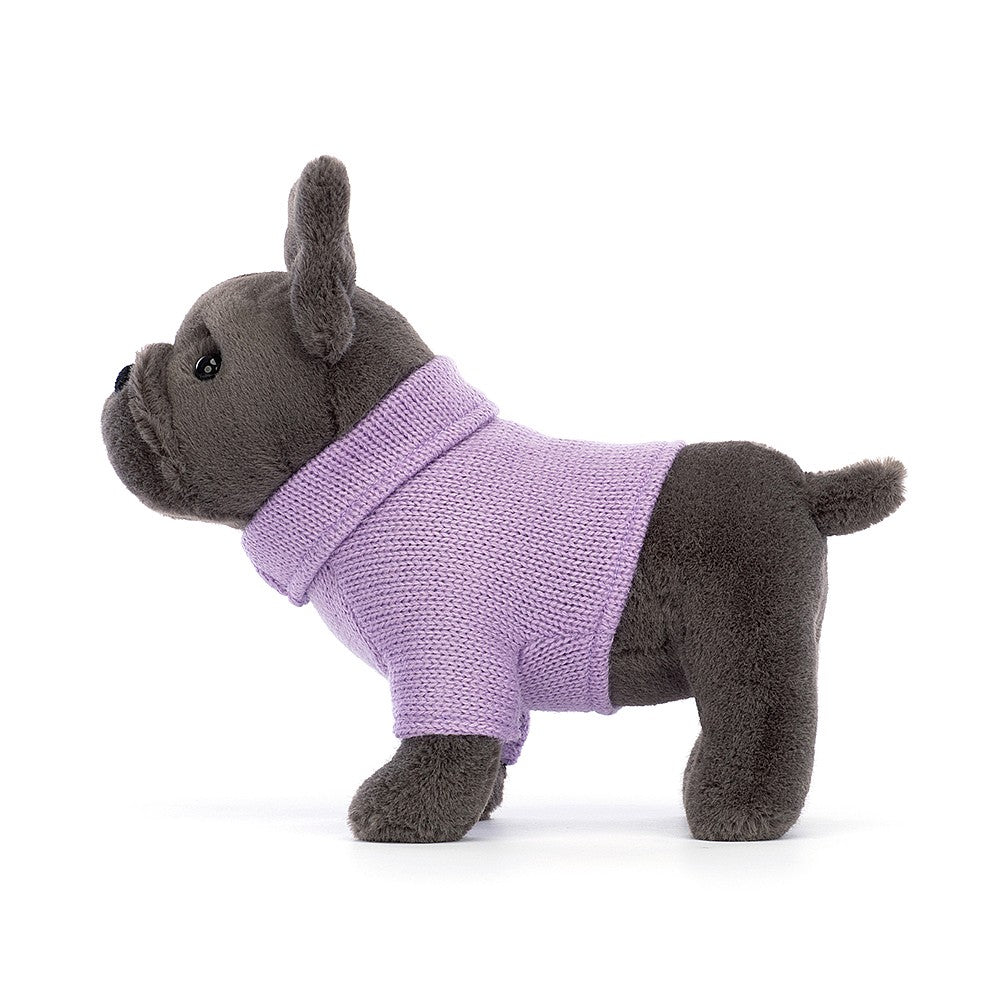 Peluche Zippy Bulldog francese con maglione viola - Apple Pie