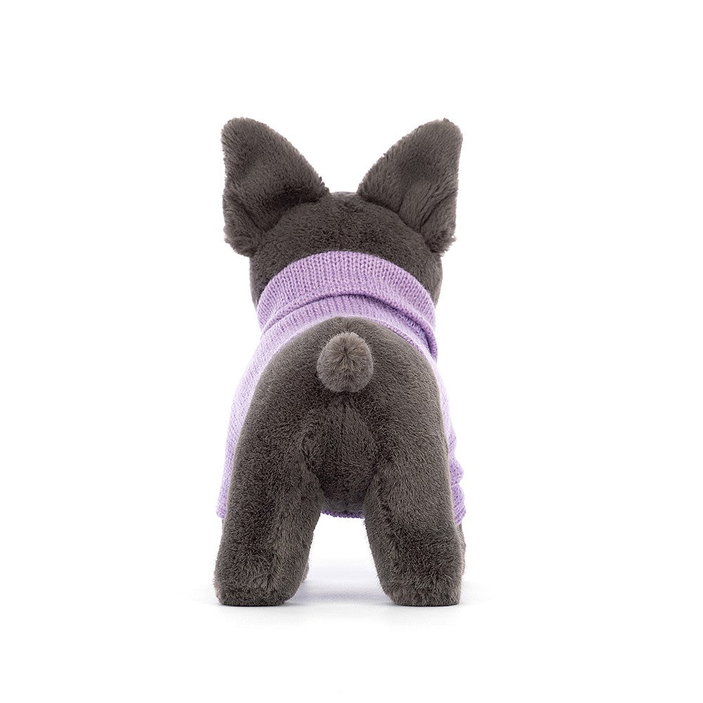Peluche Zippy Bulldog francese con maglione viola - Apple Pie