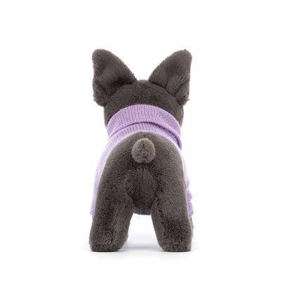 Peluche Zippy Bulldog francese con maglione viola - Apple Pie