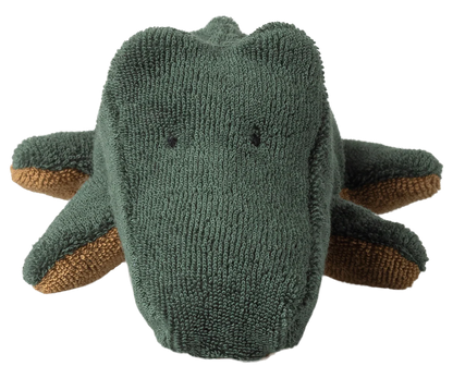 Vista frontale del peluche Safari Friends Coccodrillo Mini Maileg