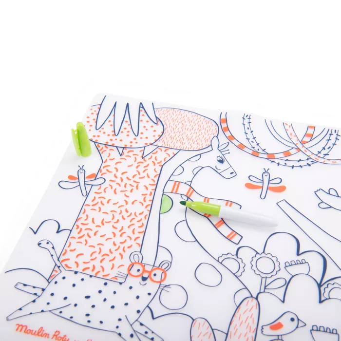 Moulin Roty – Set in Silicone da Colorare + 5 Pennarelli – Collezione Les Toupitis